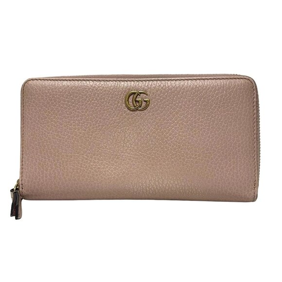 GUCCI GG Marmont Pink Beige Leather Long Wallet bran208-100625 - Picture 1 of 5